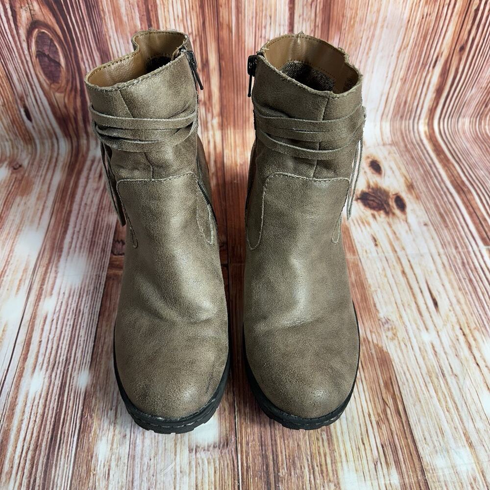 boc ALICUDI Womens Size 9 Brown Side Zip Up Block Heel Ankle Boots Booties Shoes - Picture 3 of 11